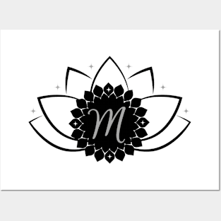 M - Lotus Flower Monogram Posters and Art